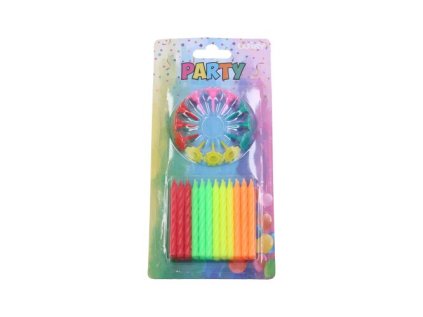 SVÍČKY 24ks - stojánek neon