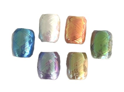 Stuha vázací 6,5mm x 20m metalická, klubíčko, mix barev