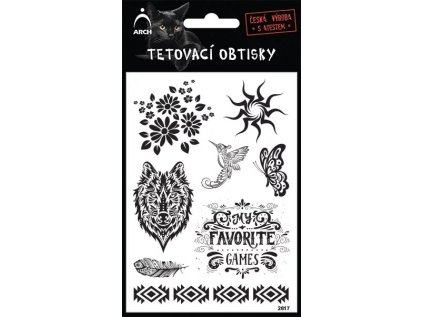 Černé tetovací obtisky - KVÍTÍ