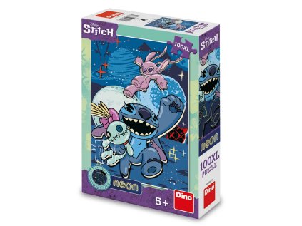 PUZZLE XL STITCH svítící ve tmě neon - 100dílků, 33x47cm