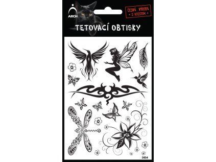 Černé tetovací obtisky - KOLIBŘÍK