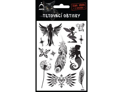 Černé tetovací obtisky - PAMPELIŠKA