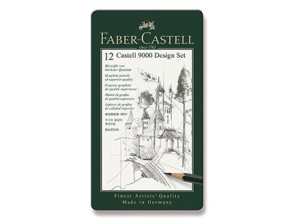 Grafitová tužka Faber-Castell 9000 Design set - 12 ks, plechová krabička