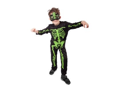 Dětský kostým kostlivec neon M
