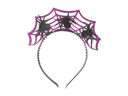 Čelenka Halloween fialová s pavoukem