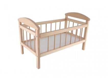 Postýlka pro panenky dřevěná velká 58,5x33x37,5 cm v sáčku