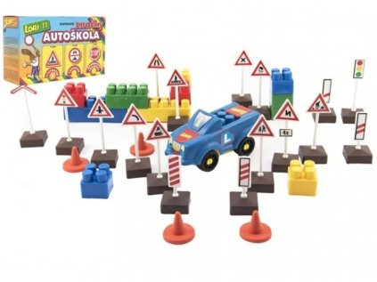 Dětská stavebnice LORI 11 autoškola a dopravní značky