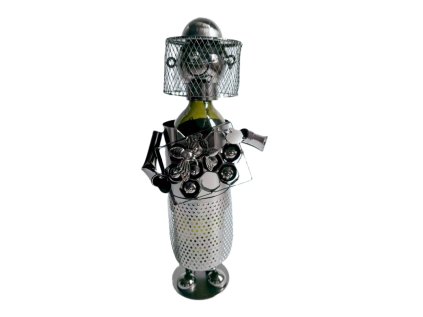 Kovový stojan na víno, motiv včelař