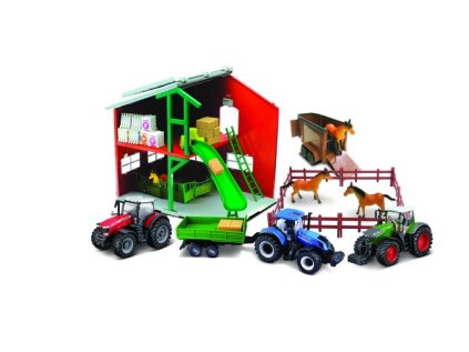 Bburago Farmland Koňské stáje s traktorem