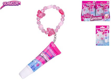 Glamour lesk na rty 12ml malinová příchuť s příveskem na kartě