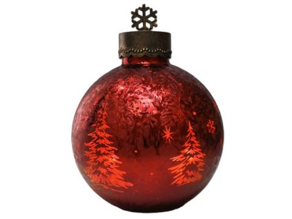 Skleněná svítící MAXI koule s časovačem průměr 20 cm červená