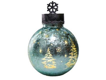 Skleněná svítící MAXI koule s časovačem průměr 20 cm tyrkysová