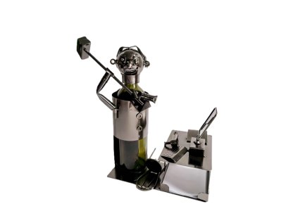 Kovový stojan na víno, motiv rozlobený manažer