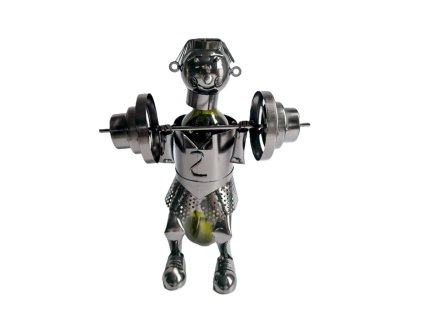 Kovový stojan na víno, motiv vzpěrač