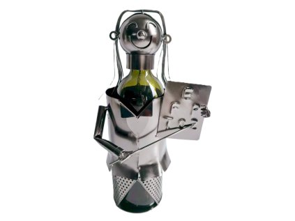 Kovový stojan na víno, motiv učitelka s tabulí