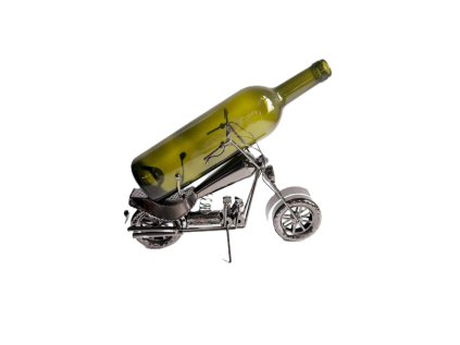 Kovový stojan na víno, motiv motorka
