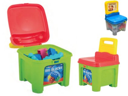 Plastová židlička 25,5x27x41cm se stavebními kostkami 22ks, 2barvy