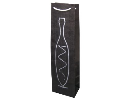 taška na víno černá,motiv stříbrná láhev,1FBBB000010