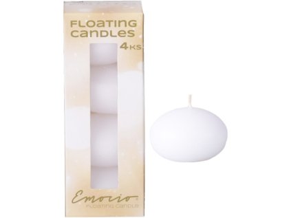 Emocio Plovoucí bílé svíčky, 4 ks v krabičce