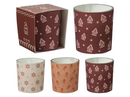 Svíčka ve skle 70x75mm vonná v dárkové krabičce, perníčky, mix