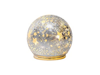 Skleněná svítící koule s časovačem průměr 10 cm stříbrná