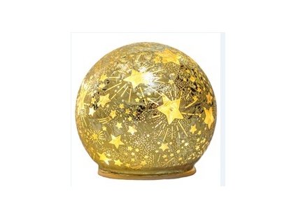 Skleněná svítící koule s časovačem průměr 10 cm zlatá