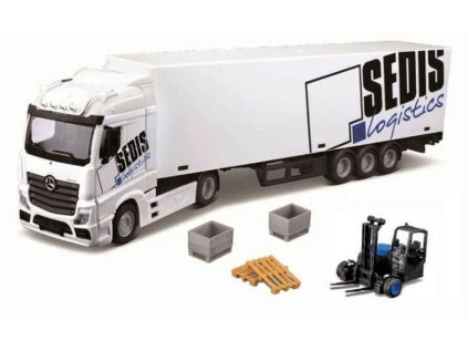 Bburago 1:43 MB Actros SEDIS Logistika s vysokozdvižným vozíkem a příslušenstvím