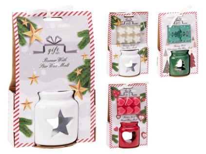 Aromalampa 80x80mm + vosk stromeček, hvězda, srdíčko, mix barev