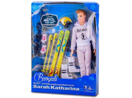 Panáček lyžař 29cm s doplňky, v krabičce