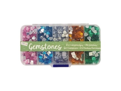 Dekorační kamínky v plastovém boxu - srdíčka