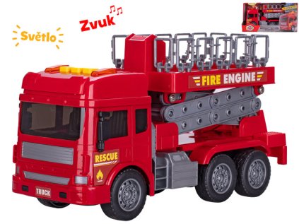 Auto hasiči plošina 28cm na setrvačník na baterie se světlem a zvukem v krabičce