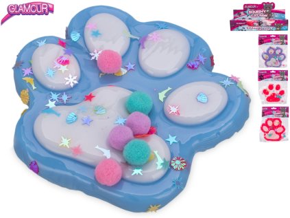 Glamour mega kočičí tlapka strečová 12,5cm s flitry, 4barvy, v sáčku