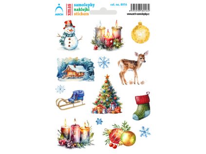 Vánoční samolepky - sněhulák a svíce