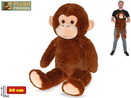 PLUSH FRIENDS opice plyšová tmavě hnědá 80cm, 0m+