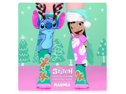 Podkolenky MADMIA - LILO & STITCH růžové vánoční 3-5 let