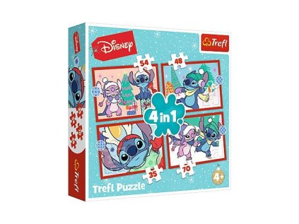 Trefl Puzzle 4v1 Stitch Vánoce