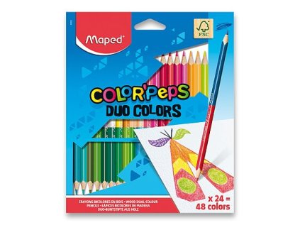 Pastelky Maped ColorPeps Duo - oboustranné pastelky, 48 barev