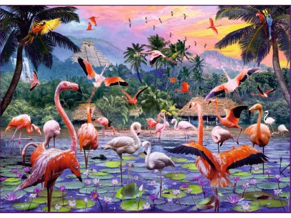 Růžoví plameňáci 1000 dílků