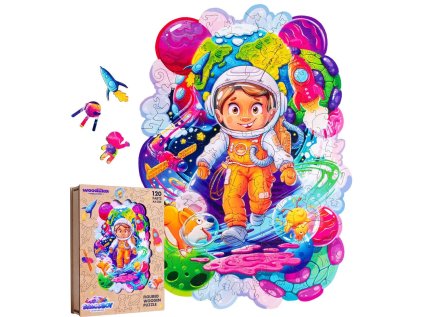 DŘEVĚNÉ BAREVNÉ PUZZLE - Vesmírný dobrodruh