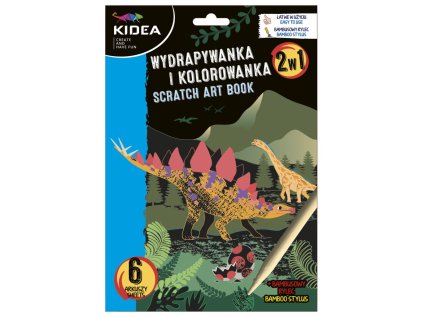 DRF KIDEA škrábací obrázek + omalovánky 2v1 Dino