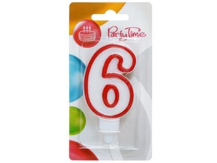 Dortová svíčka č. 6 červená