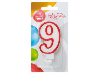 Dortová svíčka č. 9 červená