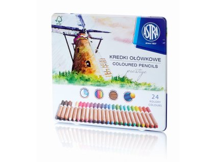 Pastelky z cedrového dřeva ASTRA PRESTIGE 24 barev METAL BOX