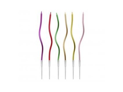 Dortové svíčky 6 ks Spirálky metalické