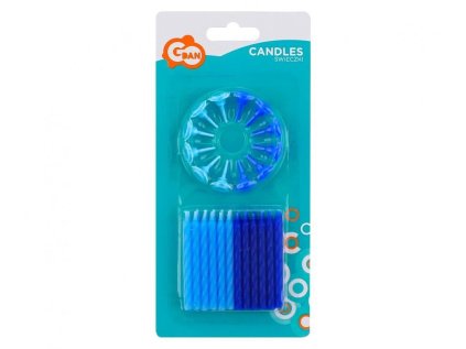 Dortové svíčky 24 ks tmavě a světlé modrý mix
