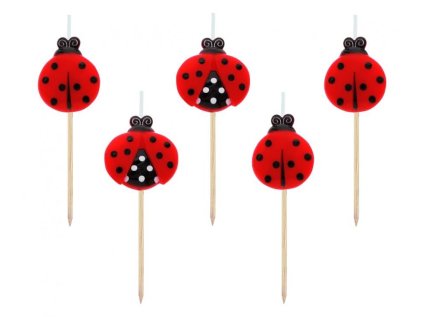 Dortové svíčky 5 ks pikery - Berušky