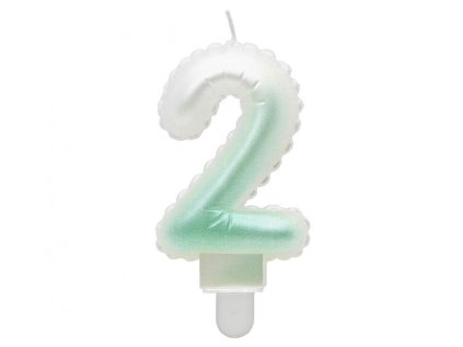 Dortová svíčka č. 2 balónková bílo-zelená