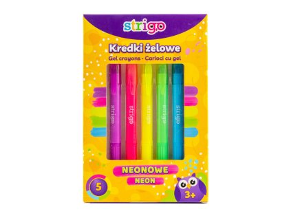 Voskové pastelky gelové STRIGO Neon 6 barev