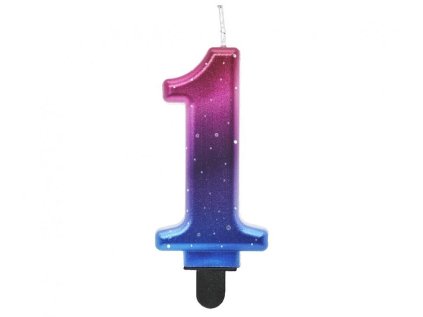 Dortová svíčka NIGHT SKY č. 1 metalická