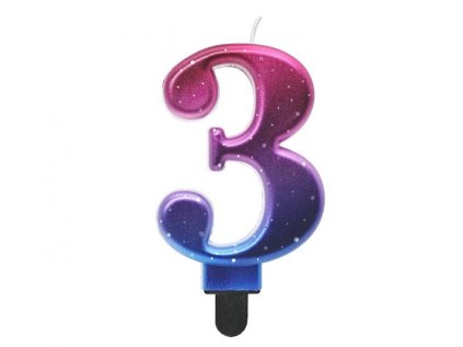 Dortová svíčka NIGHT SKY č. 3 metalická